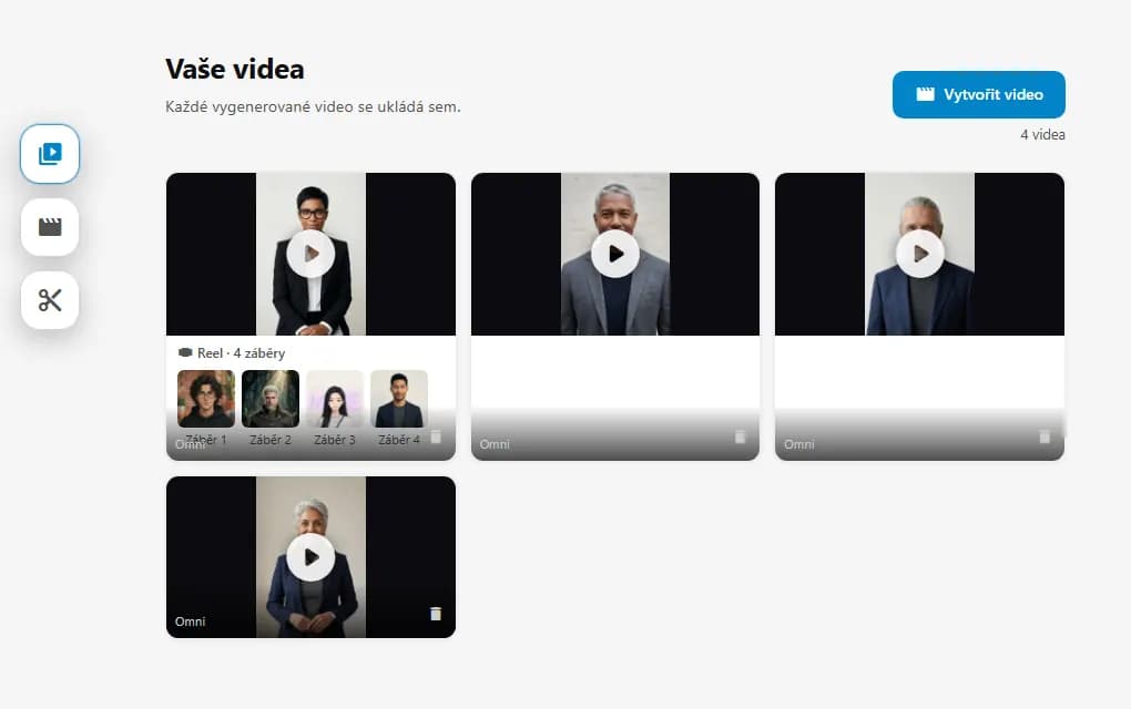 Galerie videí v Jeanovi: reel ze záběrů a klipy s avatary